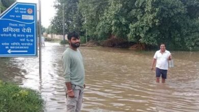 Photo of झज्जर: खानपुर माइनर टूटने से मनु भाकर के गांव गोरिया में बाढ़ जैसे हालात