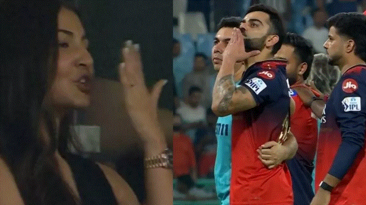 Photo of Virat Kohli ने बीच मैदान दी फ्लाइंग किस, अनुष्का शर्मा शर्म से हुईं लाल; फिर पलटकर…