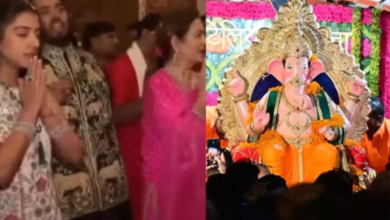 Photo of अंबानी परिवार में गणेश चतुर्थी के मौके पर विराजे Antilia Cha Raja