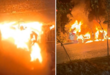 Photo of अंबाला-जगाधरी हाईवे पर चलती कार में लगी आग