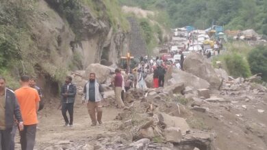 Photo of बदरीनाथ हाईवे: हाथी पहाड़ के पास भारी बोल्डर गिरने से 20 मी.सड़क ध्वस्त
